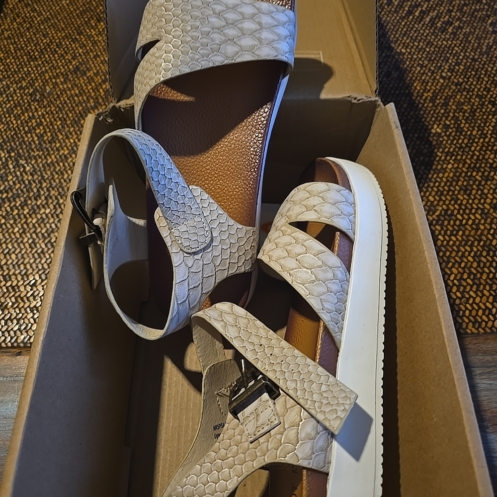 Not Rated Cream Sandals with Crisscross Straps